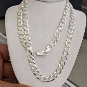 925 Sterling Silver Cuban Curb Diamond Cut Chain